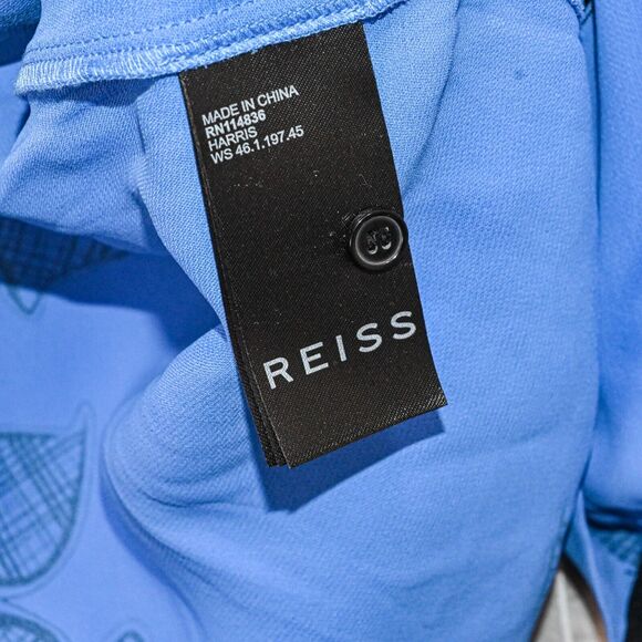 REISS Women's Harris Floral Print Blouse in Blue Size 4 oversize Drapey fit - Picture 7 of 14